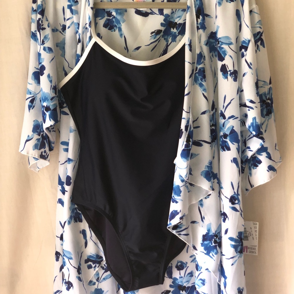 Medium watercolor Shirley and Lg Nautica swimsuit